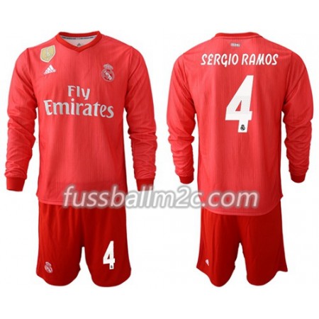 Fußballtrikots Real Madrid Sergio Ramos 4 Kinder Ausweich Trikotsatz 2018-2019 Langarm
